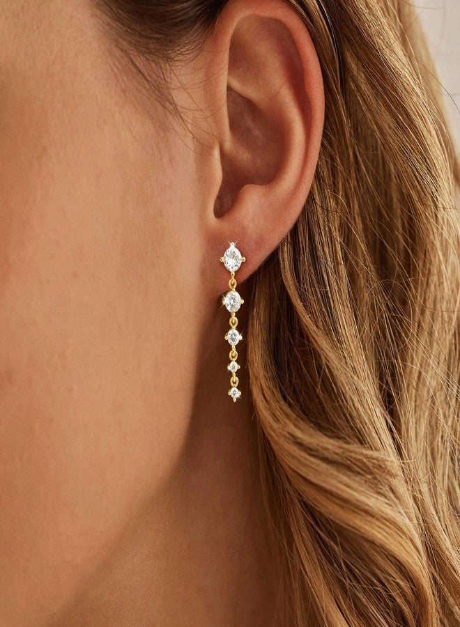 Rotnso Dangle Earrings for Women Trendy 14K Gold Plated Cartilage Hypoallergenic Small Diamond Dangle Drop Cute Non Tarnish Studs for Sensitive Ears Jewelry Gift - Image 3